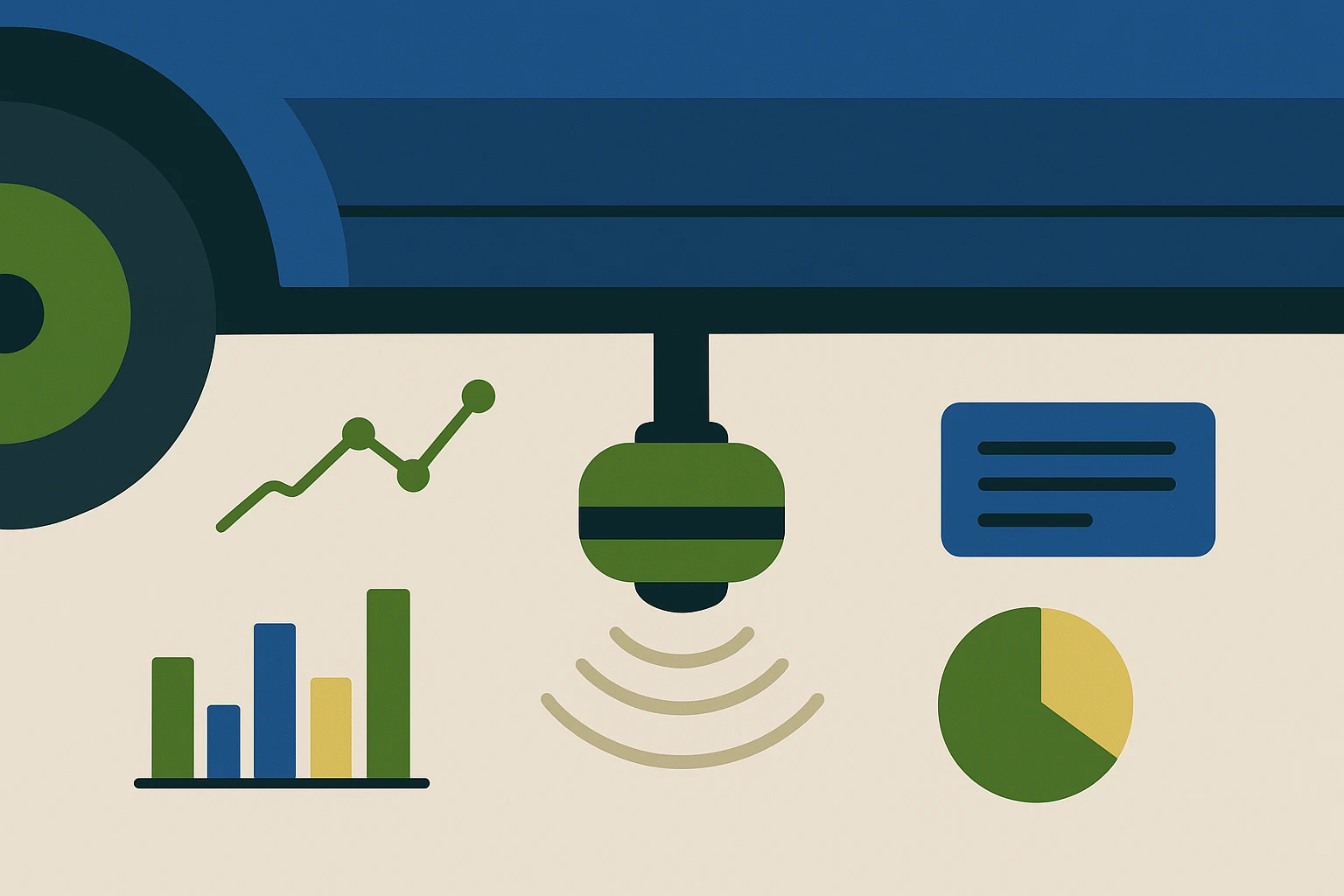 Close-up shot of a sophisticated beacon or telemetric sensor on a piece of industrial equipment, with faint data visualization overlays.